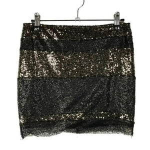 Lucca Couture Black & Gold Sequin Mini Skirt XS